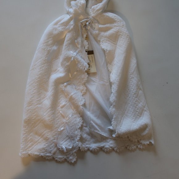 NWT Baby Girls Angels White Hooded Knit Sweater Cape 3T* - Picture 2 of 11